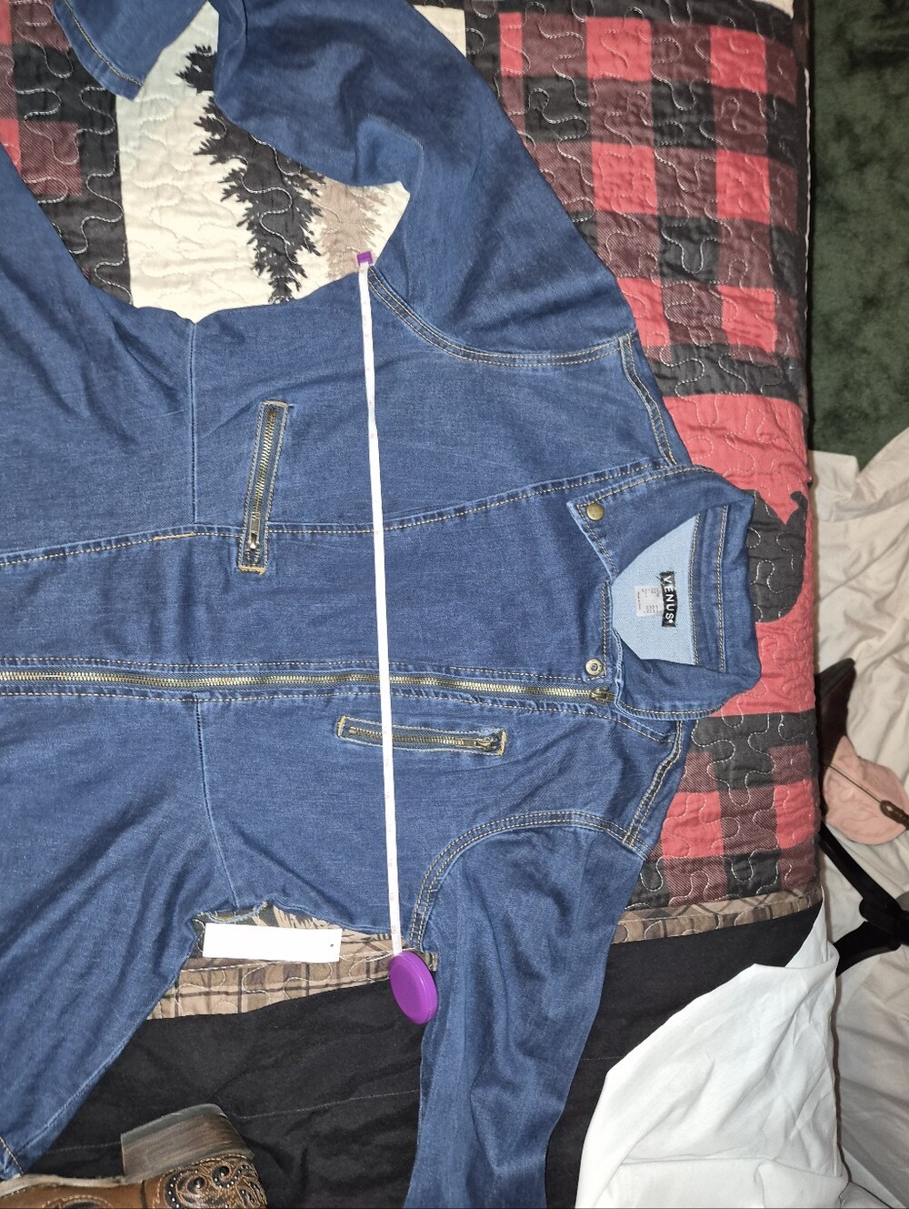 Venus Dark Blue Denim Peplum Zip-Belt Jacket Sz Large Nwt - Picture 7 of 9